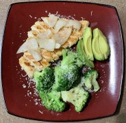 #whatsfordinner Grilled Chicken with Onions, Parmesan Broccoli, and Avocado