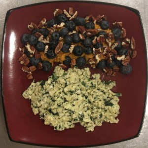 <a class="bx-tag" rel="tag" href="https://streetloc.com/view-channel-profile/whatsforbreakfast"><s>#</s><b>whatsforbreakfast</b></a> Spinach and Provolone Butter Scrambled Eggs, and Keto Pumpkin Custard with Pecans and Blueberries