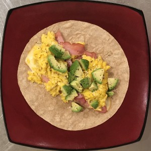 <a class="bx-tag" rel="tag" href="https://streetloc.com/view-channel-profile/whatsforbreakfast"><s>#</s><b>whatsforbreakfast</b></a> Tumaro’s Low Carb/High Fiber Tortilla, Muenster Cheese, Sautéed  Ham, Butter Scrambled Eggs, and Avocado