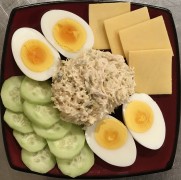 #whatsforlunch Chicken Salad with Boiled Eggs, Cucumber and Gouda