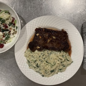 <a class="bx-tag" rel="tag" href="https://streetloc.com/view-channel-profile/whatsfordinner"><s>#</s><b>whatsfordinner</b></a> Sweet Kale Salad, Iron Skillet Sirloin, and Cappello’s Almond Flour Pasta with Florentine Alfredo Sauce