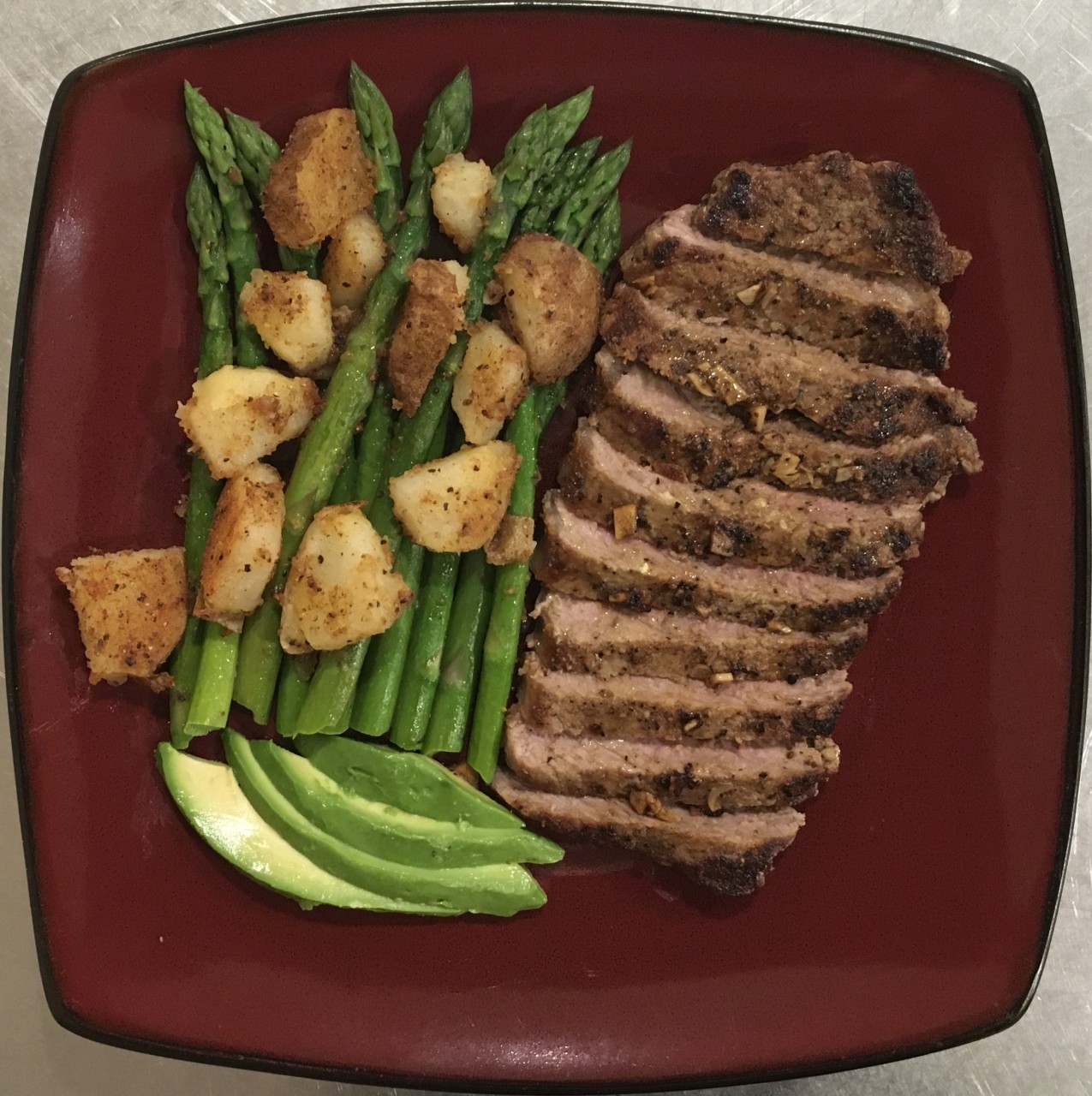 <a class="bx-tag" rel="tag" href="https://streetloc.com/view-channel-profile/whatsfordinner"><s>#</s><b>whatsfordinner</b></a> NY Stripe Steak, Asparagus, Sm Boiled-Til-Tender then Butter Sautéed Potato, Sliced Avocado